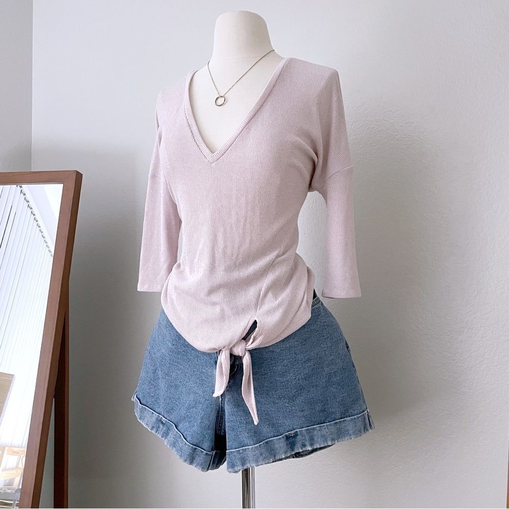 Ribbed Oversize Drapey Lavender Top